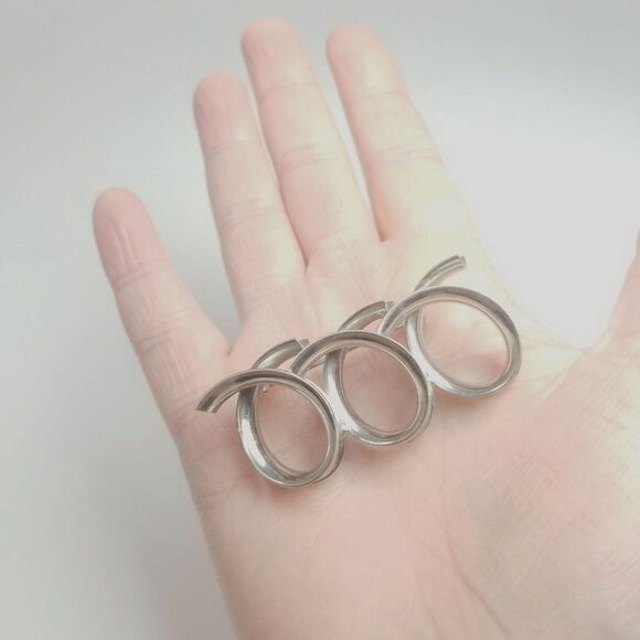 Vintage Spiral Silver Tone Brooch, Retro Minimalist Design Lapel Pin, Unisex - Picture 4 of 4